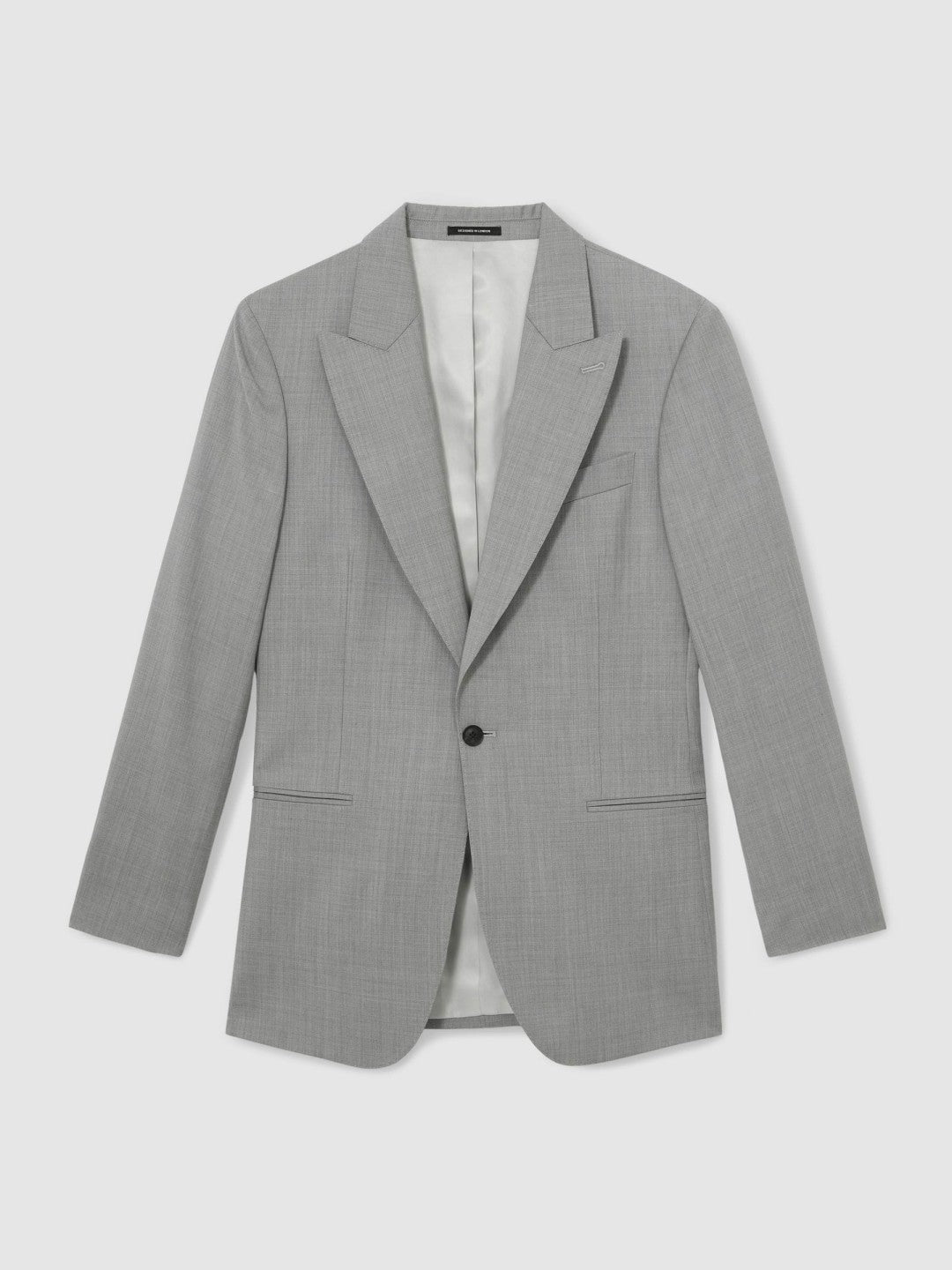 Slim-Fit Wool Single Breasted Suit Blazer in Mid Grey | Reiss Men Signature