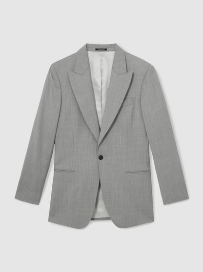 Slim-Fit Wool Single Breasted Suit Blazer in Mid Grey | Reiss Men Signature