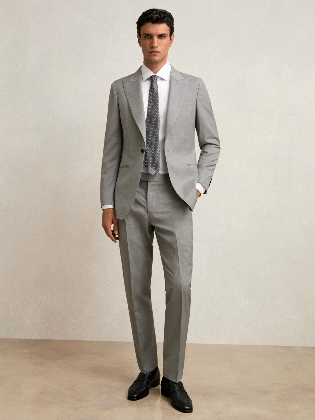 Slim-Fit Wool Single Breasted Suit Blazer in Mid Grey | Reiss Men Signature