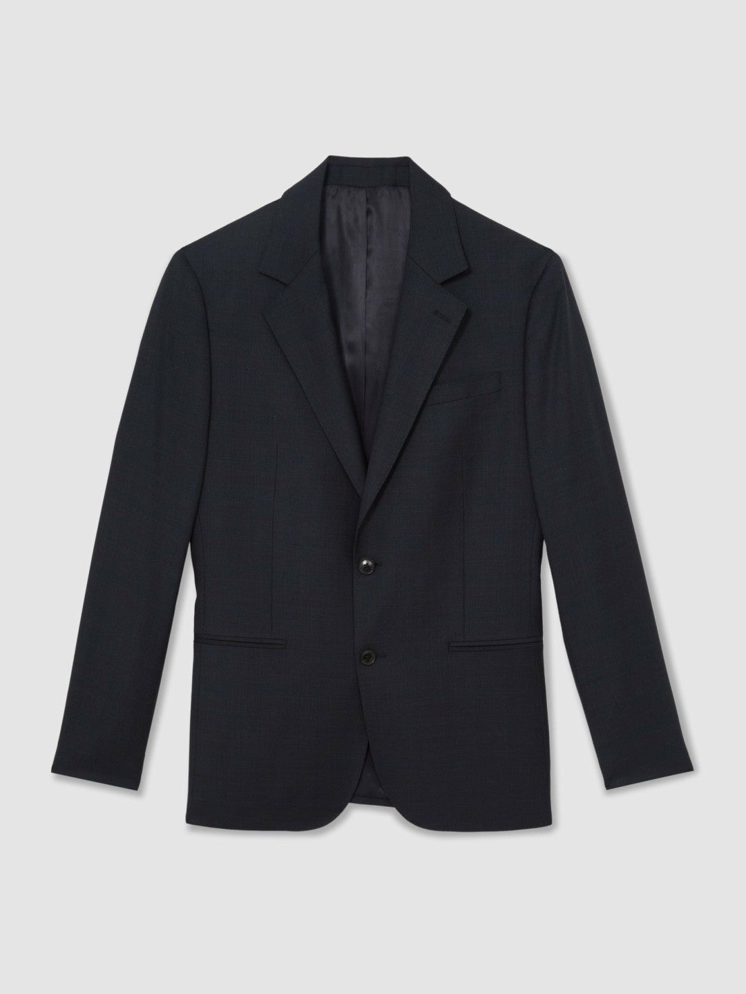 Slim-Fit Wool Single Breasted Check Suit Blazer in Navy | Reiss Men New