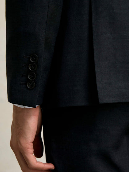 Slim-Fit Wool Single Breasted Check Suit Blazer in Navy | Reiss Men New