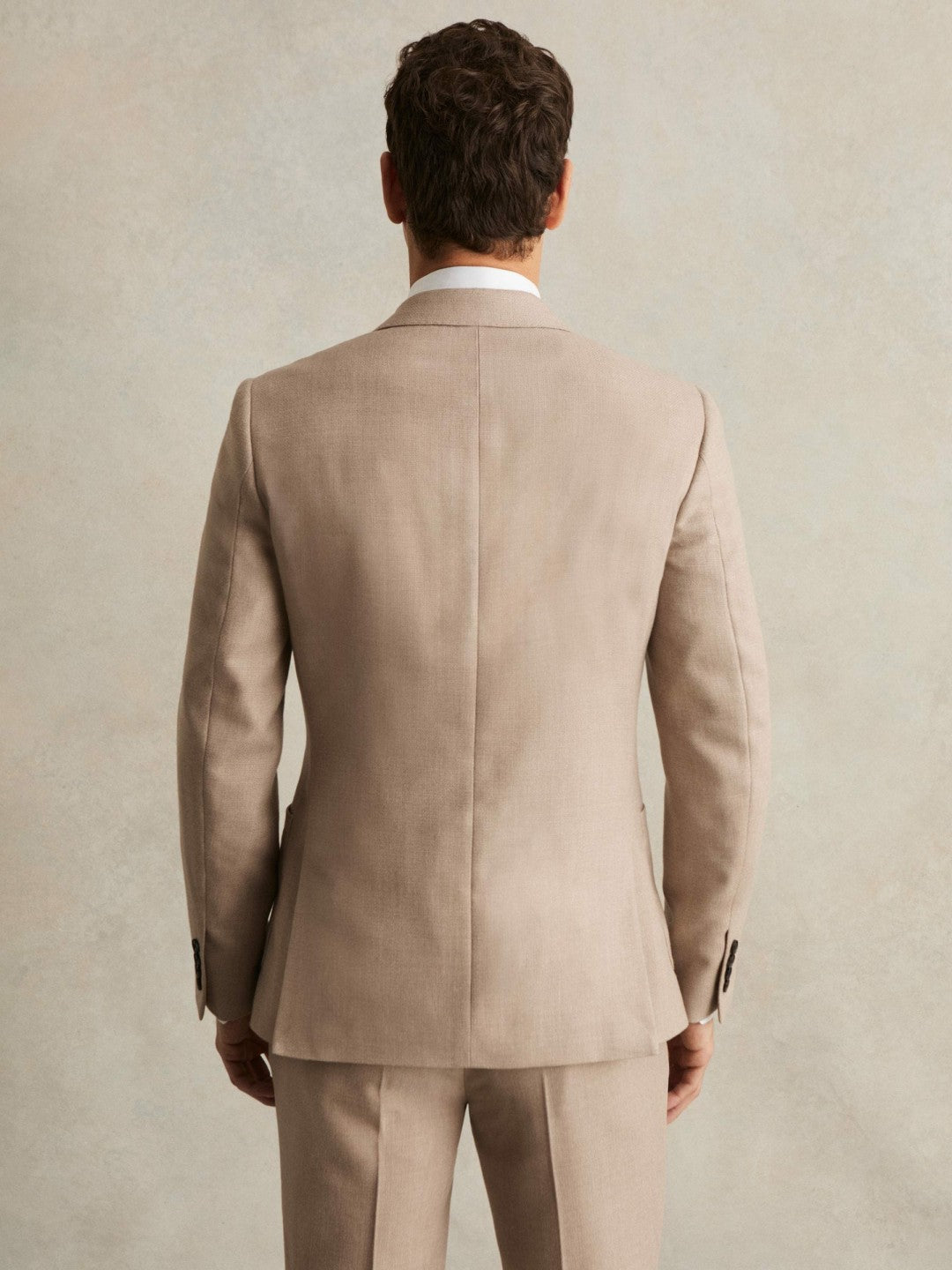 Slim-Fit Wool-Blend Double-Breasted Suit Blazer in Oatmeal Brown | Reiss Men Premium
