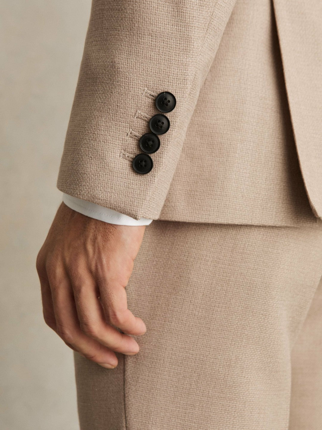 Slim-Fit Wool-Blend Double-Breasted Suit Blazer in Oatmeal Brown | Reiss Men Premium