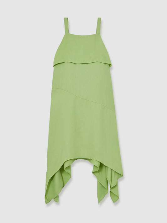 13-14 yrs Handkerchief-Hem Sleeveless Dress in Green | Reiss Children & Baby Trending