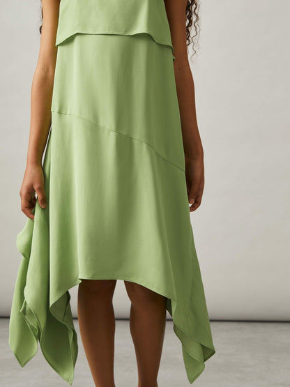 13-14 yrs Handkerchief-Hem Sleeveless Dress in Green | Reiss Children & Baby Trending