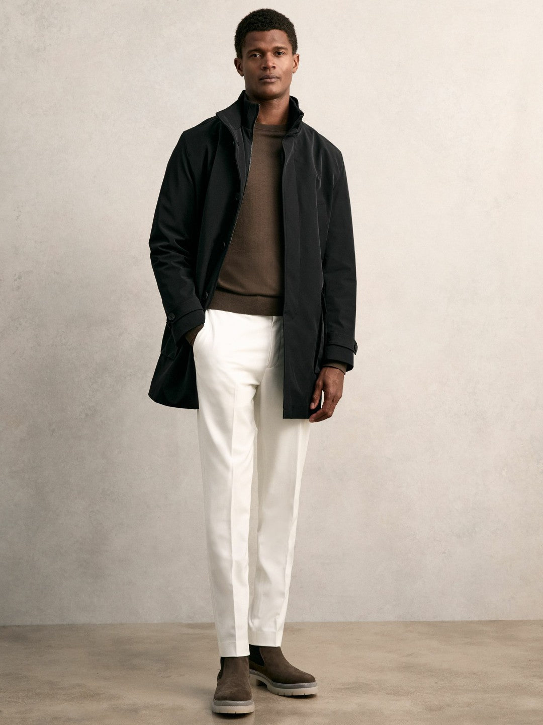 Hybrid Removable-Gilet Overcoat in Black | Reiss Men Popular