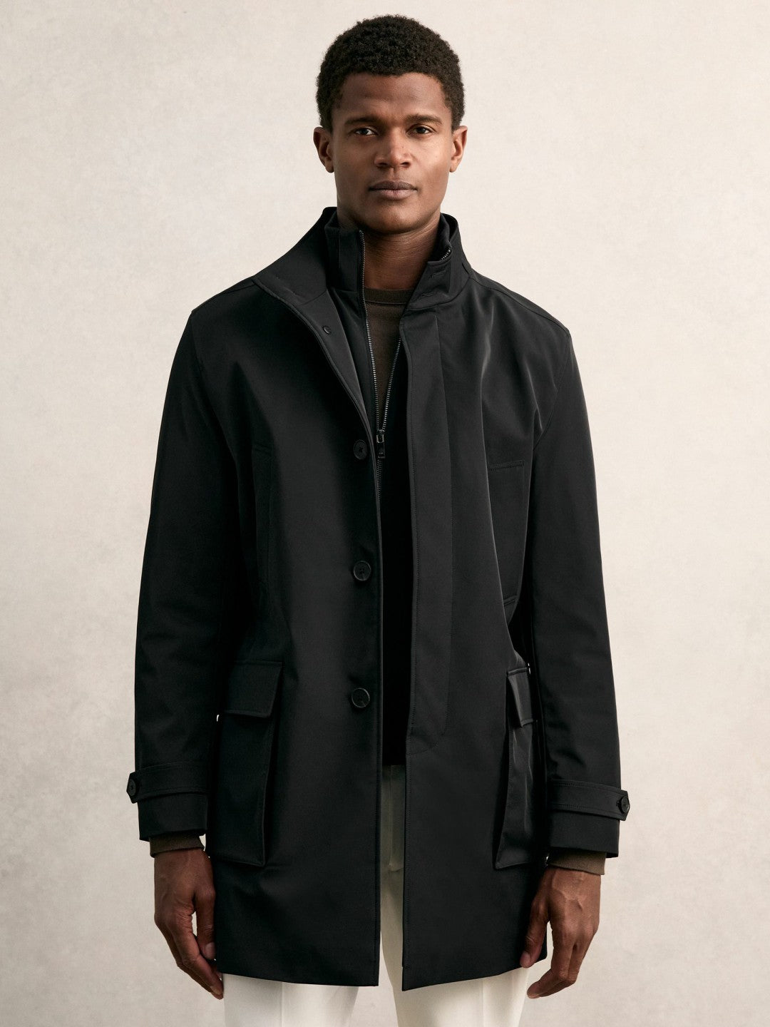 Hybrid Removable-Gilet Overcoat in Black | Reiss Men Popular