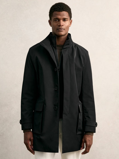 Hybrid Removable-Gilet Overcoat in Black | Reiss Men Popular