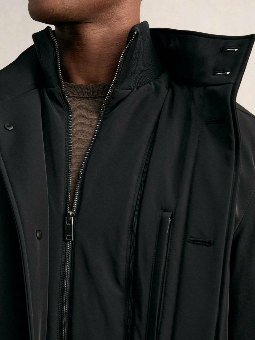 Hybrid Removable-Gilet Overcoat in Black | Reiss Men Popular