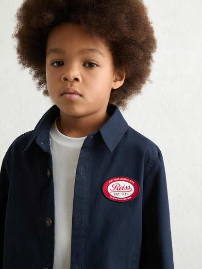 Cotton Removable-Hood Motor Cars Jacket in Navy | Reiss Children & Baby Recommended