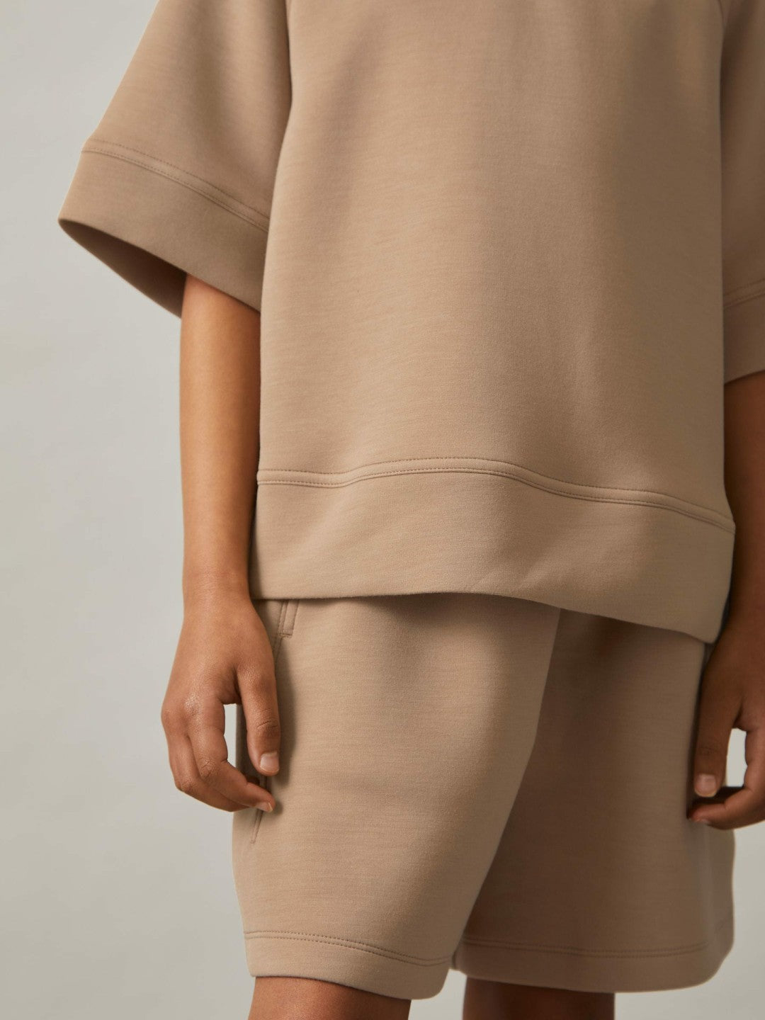 9-13 yrs Modal-Blend Sweatshirt And Shorts Set in Mink | Reiss Children & Baby Signature