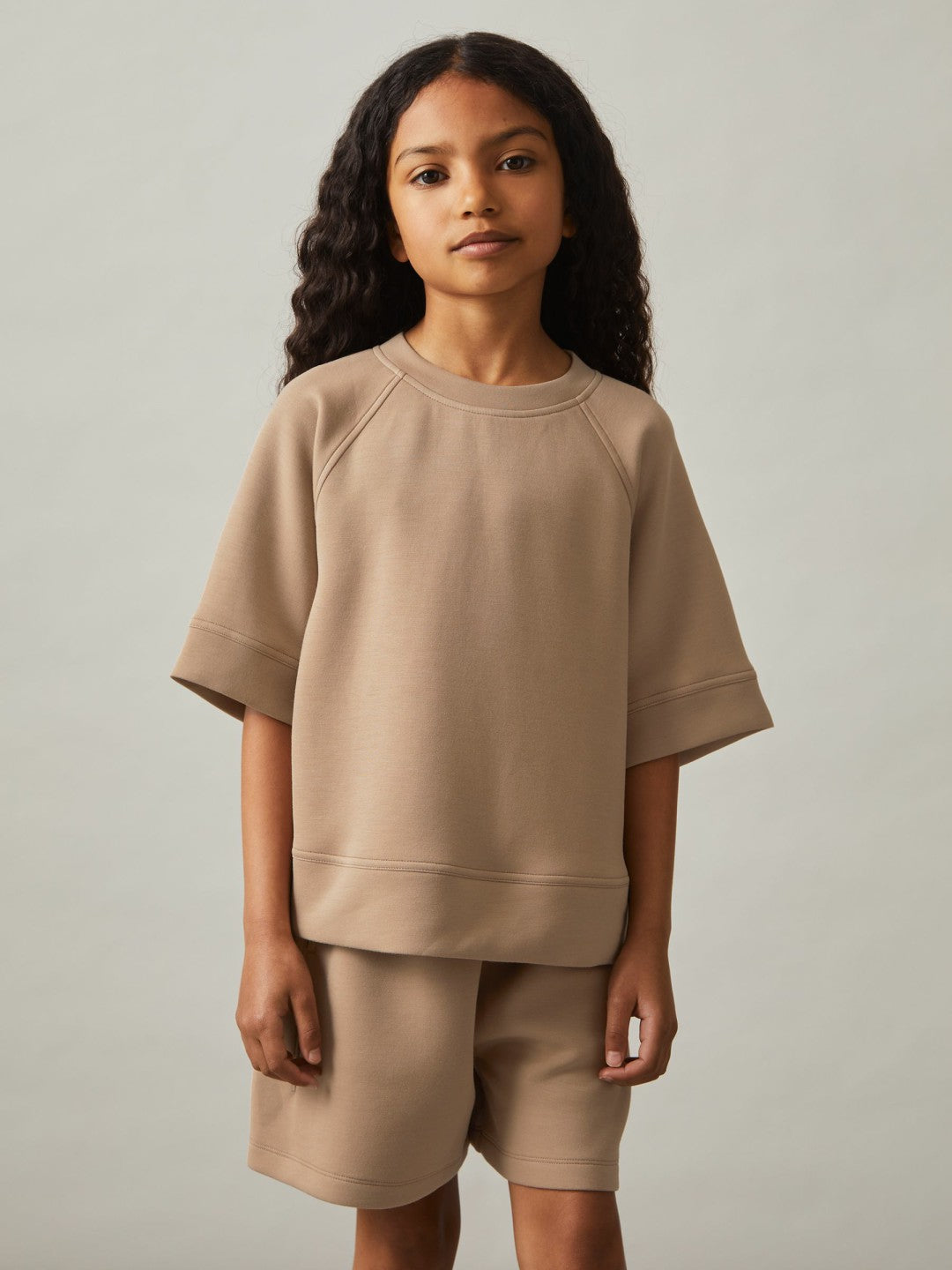 3-9 yrs Modal-Blend Sweatshirt And Shorts Set in Mink | Reiss Children & Baby Signature