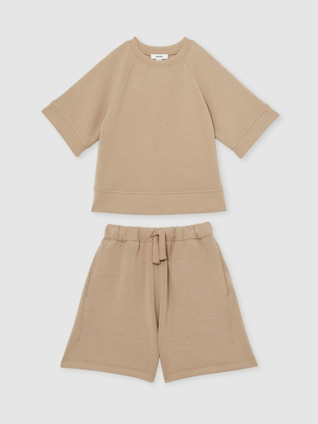 13-14 yrs Modal-Blend Sweatshirt And Shorts Set in Mink | Reiss Children & Baby Signature