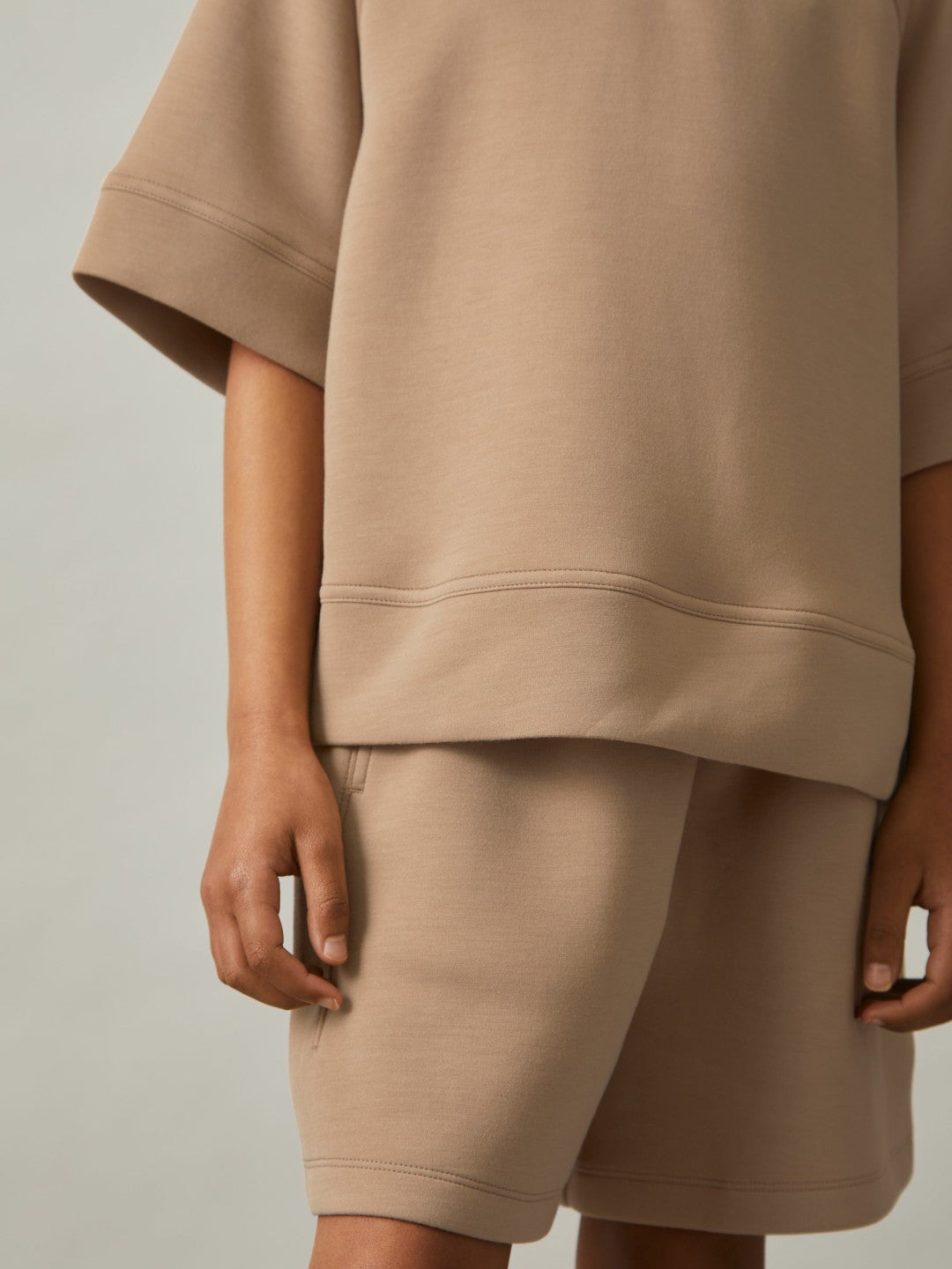 13-14 yrs Modal-Blend Sweatshirt And Shorts Set in Mink | Reiss Children & Baby Signature