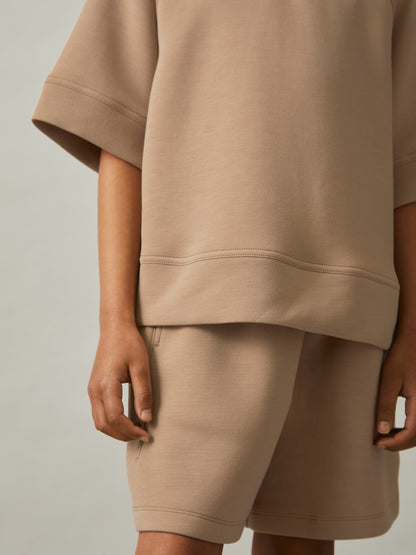 13-14 yrs Modal-Blend Sweatshirt And Shorts Set in Mink | Reiss Children & Baby Signature