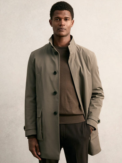 Hybrid Removable-Gilet Overcoat in Mushroom Brown | Reiss Men Signature