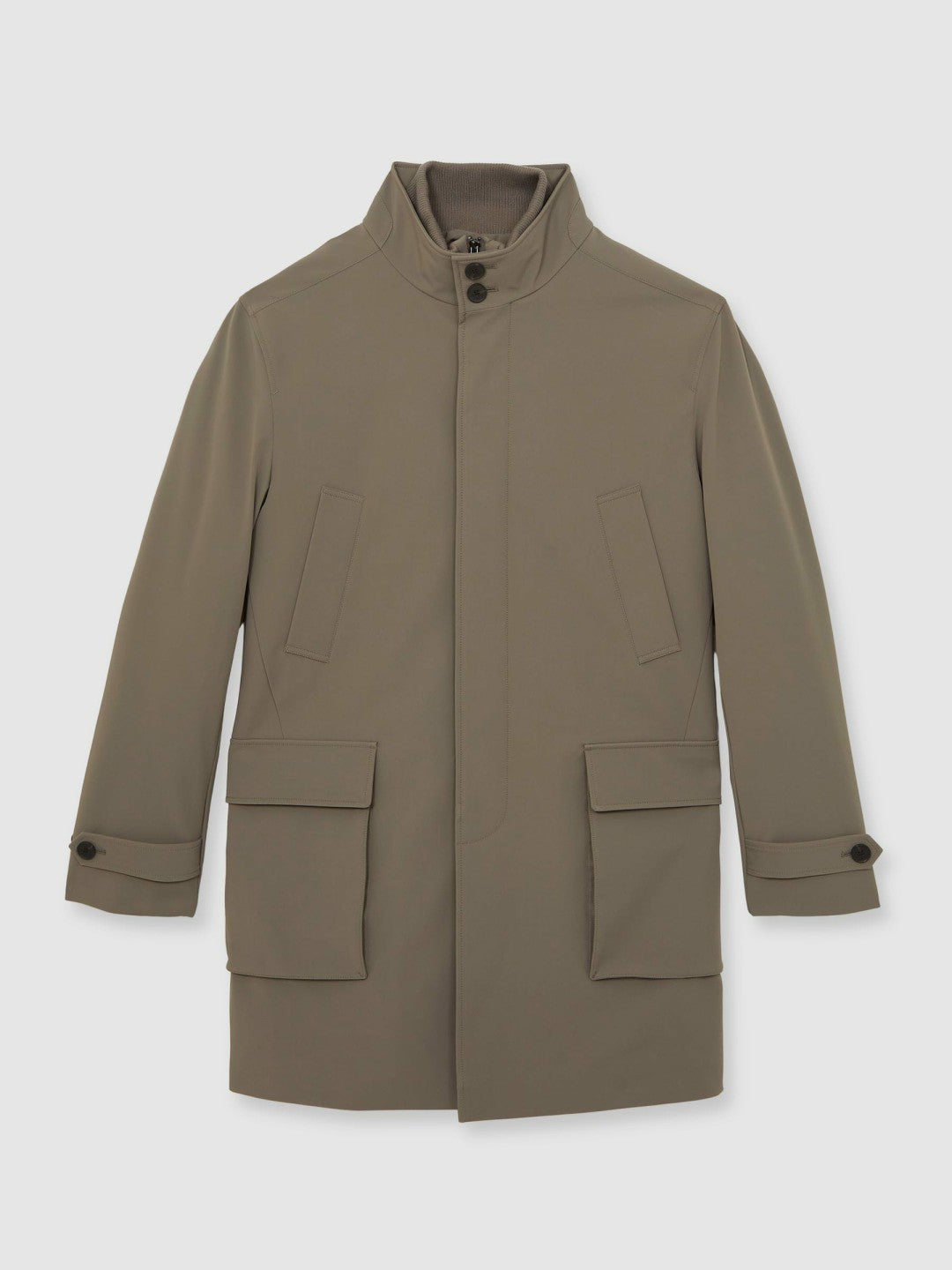 Hybrid Removable-Gilet Overcoat in Mushroom Brown | Reiss Men Signature