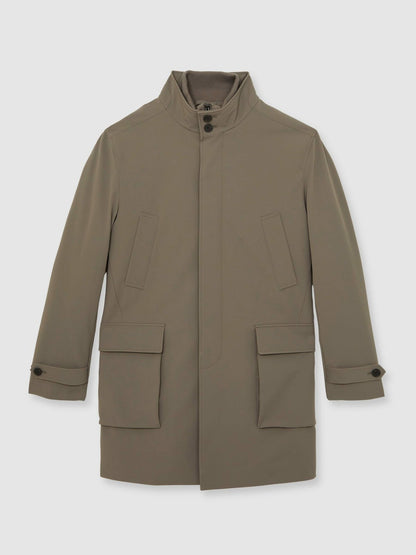 Hybrid Removable-Gilet Overcoat in Mushroom Brown | Reiss Men Signature