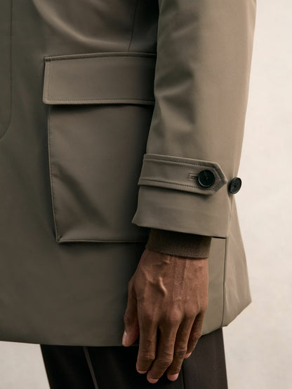 Hybrid Removable-Gilet Overcoat in Mushroom Brown | Reiss Men Signature