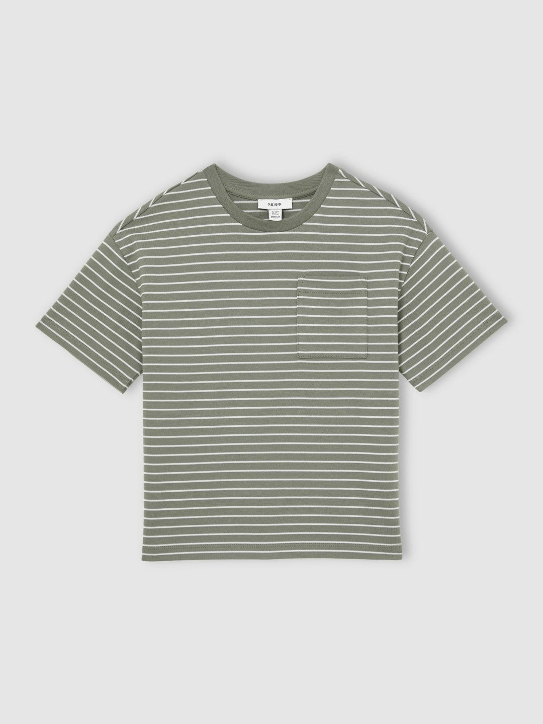 13-14 yrs Cotton-Blend Stripe T-Shirt in Sage/White | Reiss Children & Baby Popular