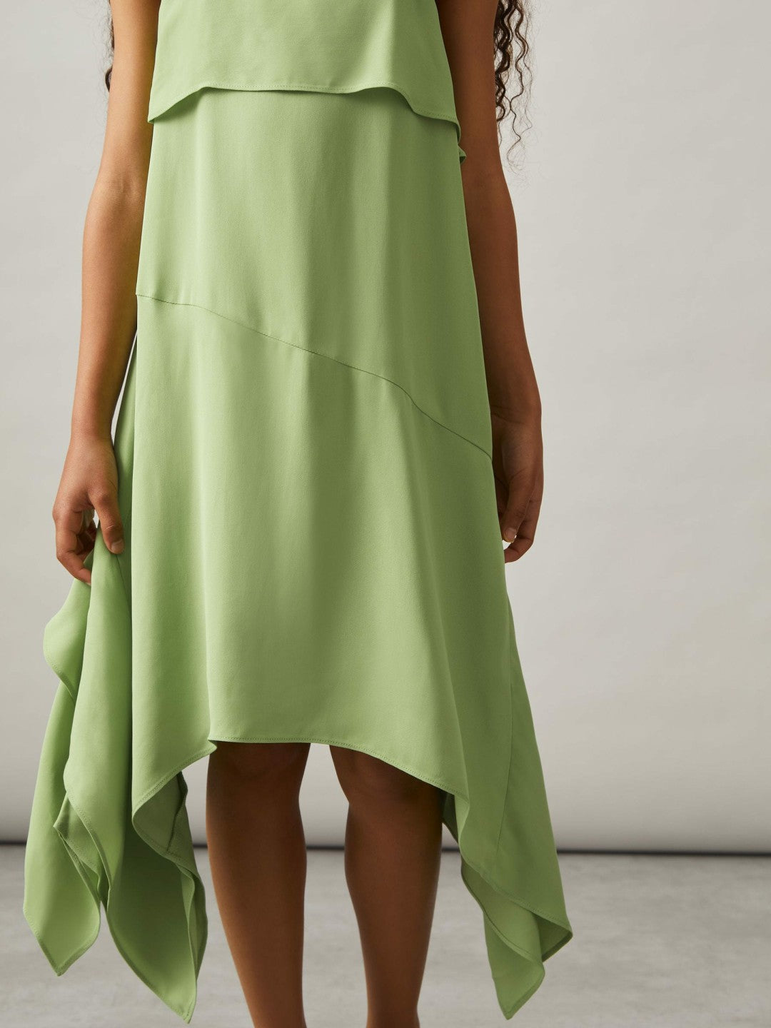 9-13 yrs Handkerchief-Hem Sleeveless Dress in Green | Reiss Children & Baby Best Seller