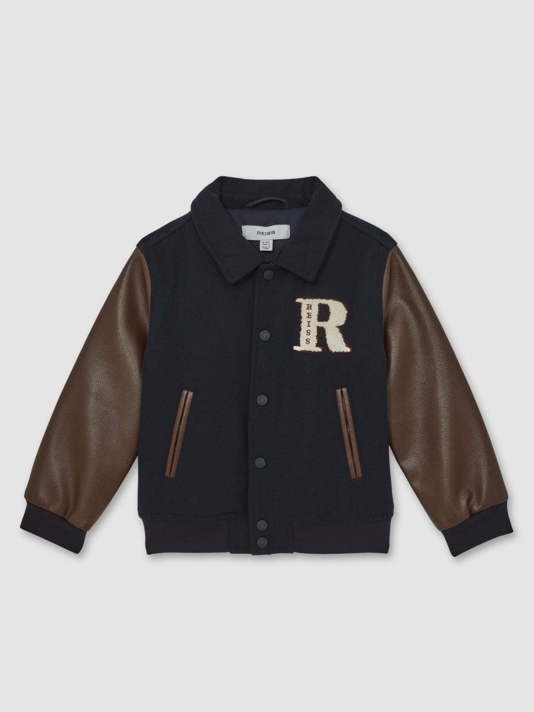 13-14 yrs Motor Cars Press-Stud Bomber Jacket in Navy/Brown | Reiss Children & Baby Premium