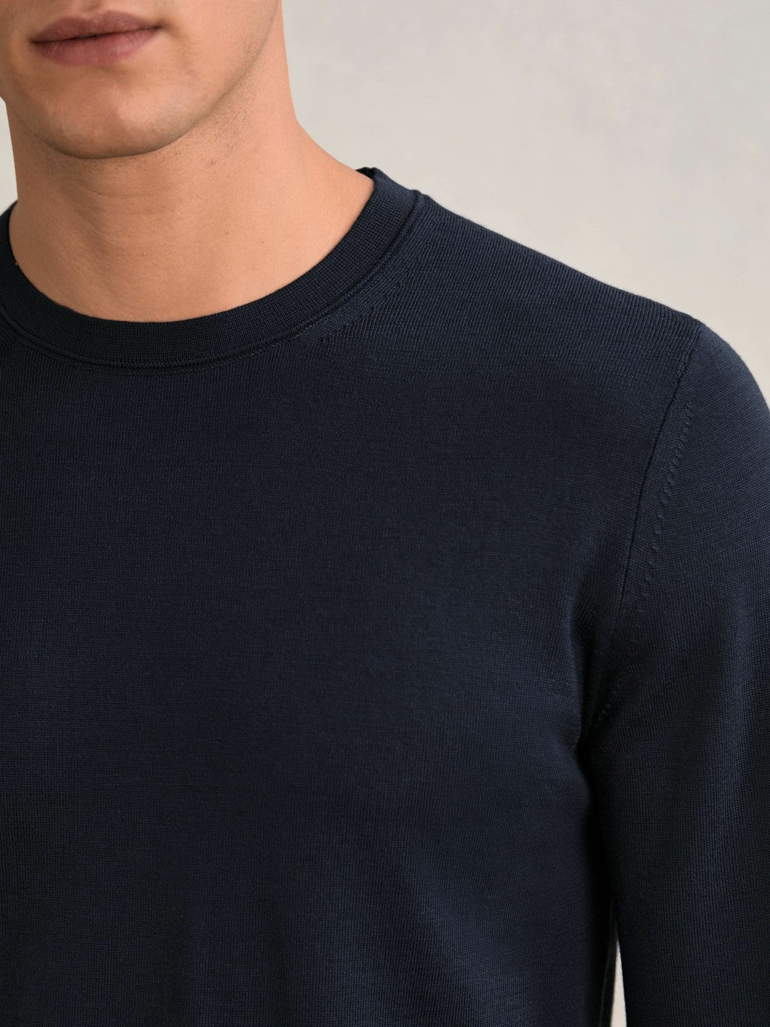 Merino Wool Crew Neck Jumper in Midnight Navy | Reiss Men Recommended