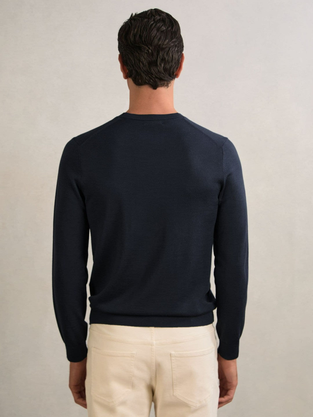Merino Wool Crew Neck Jumper in Midnight Navy | Reiss Men Recommended