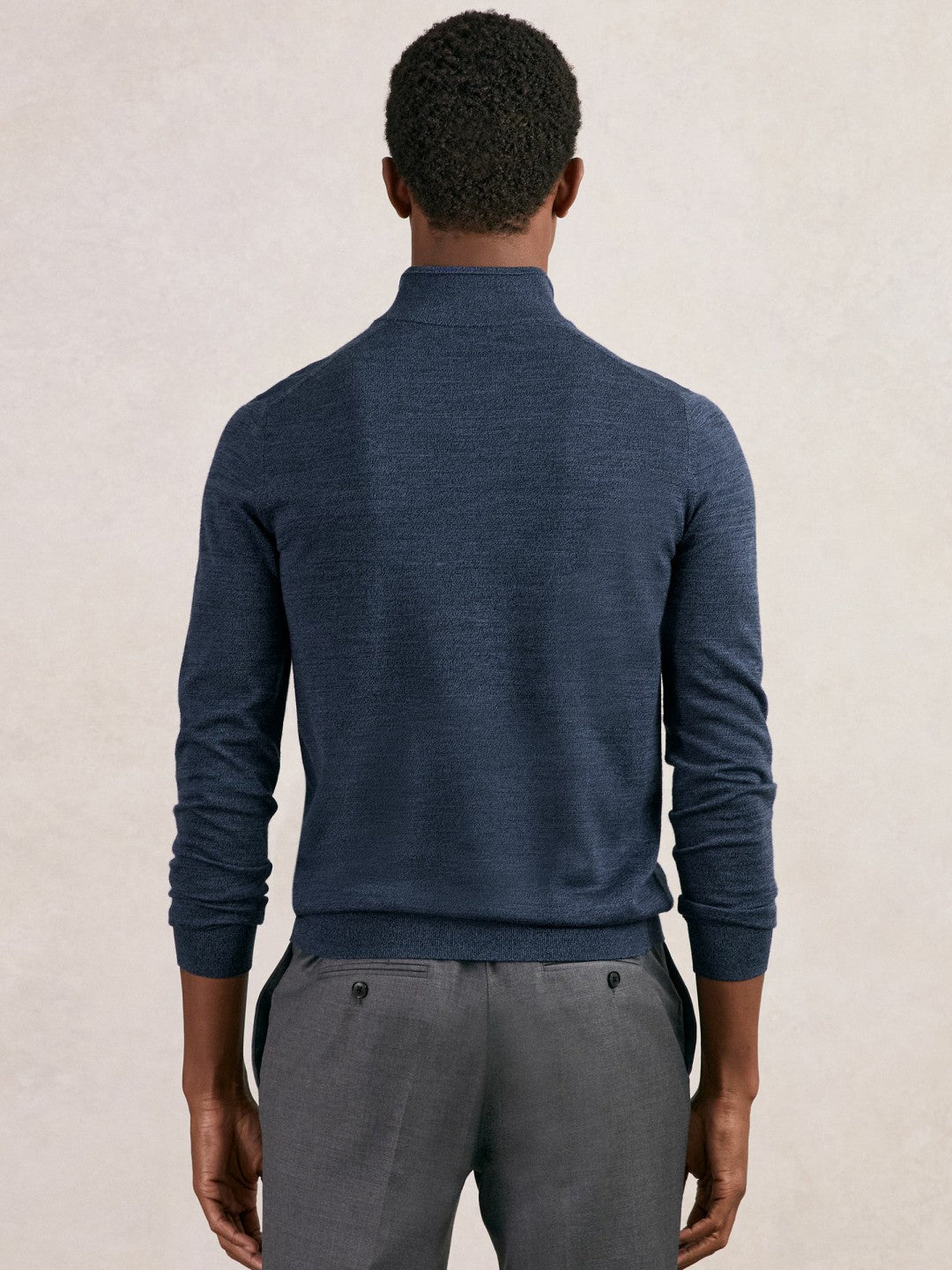 Merino Wool Half-Zip Jumper in Denim Jaspe | Reiss Men Signature