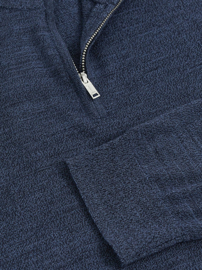 Merino Wool Half-Zip Jumper in Denim Jaspe | Reiss Men Signature