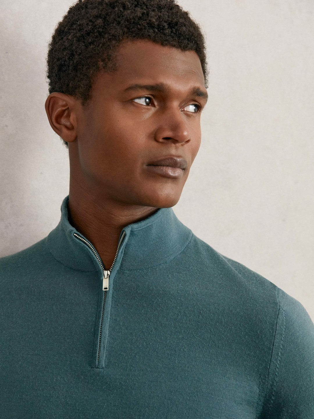 Merino Wool Half Zip Jumper in Orion Blue | Reiss Men Exclusive