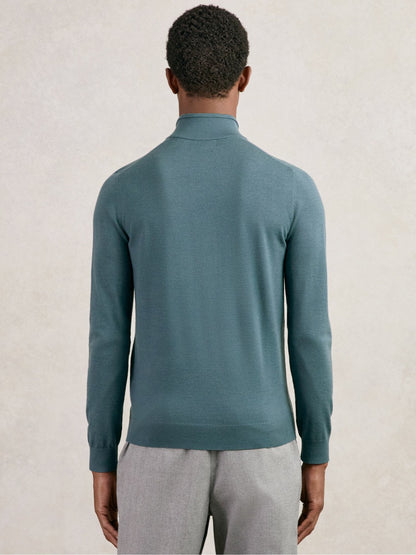 Merino Wool Half Zip Jumper in Orion Blue | Reiss Men Exclusive