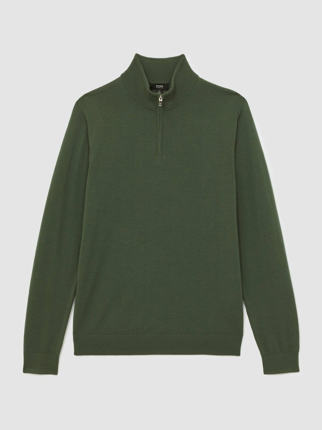 Merino Wool Half-Zip Jumper in Kale Green | Reiss Men Best Seller