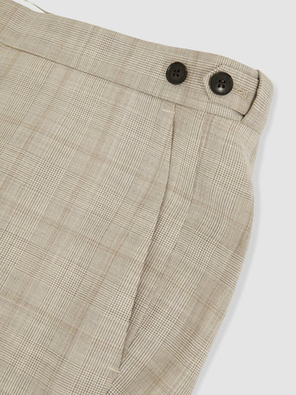 Slim-Fit Wool Check Suit Trousers in Oatmeal Brown | Reiss Men Best Seller