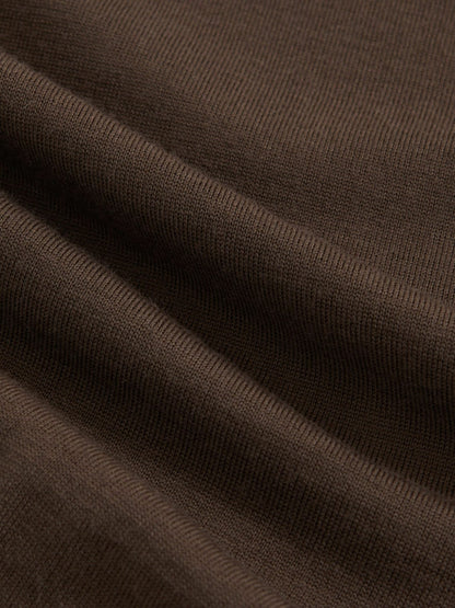 Merino Wool Half-Zip Jumper in Chocolate Brown | Reiss Men New