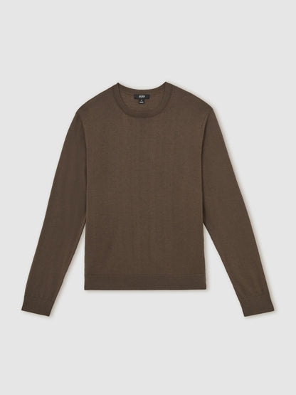 Merino-Wool Crew-Neck Jumper in Chocolate Brown | Reiss Men Best Seller
