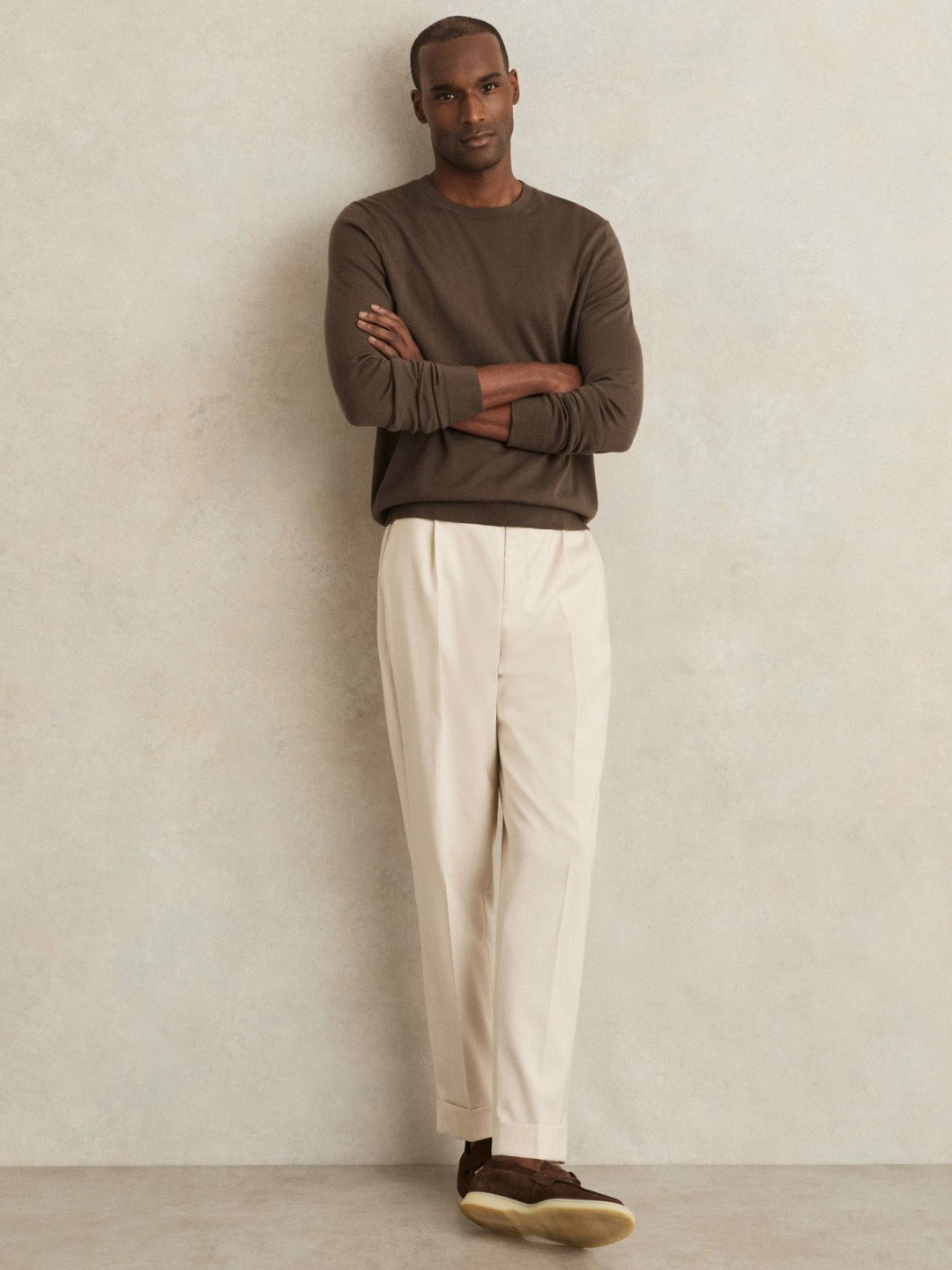 Merino-Wool Crew-Neck Jumper in Chocolate Brown | Reiss Men Best Seller