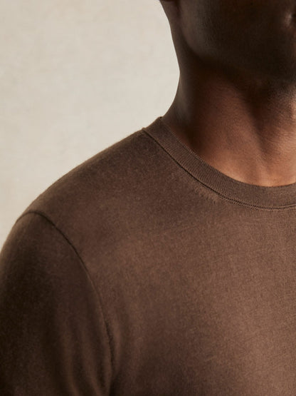 Merino-Wool Crew-Neck Jumper in Chocolate Brown | Reiss Men Best Seller