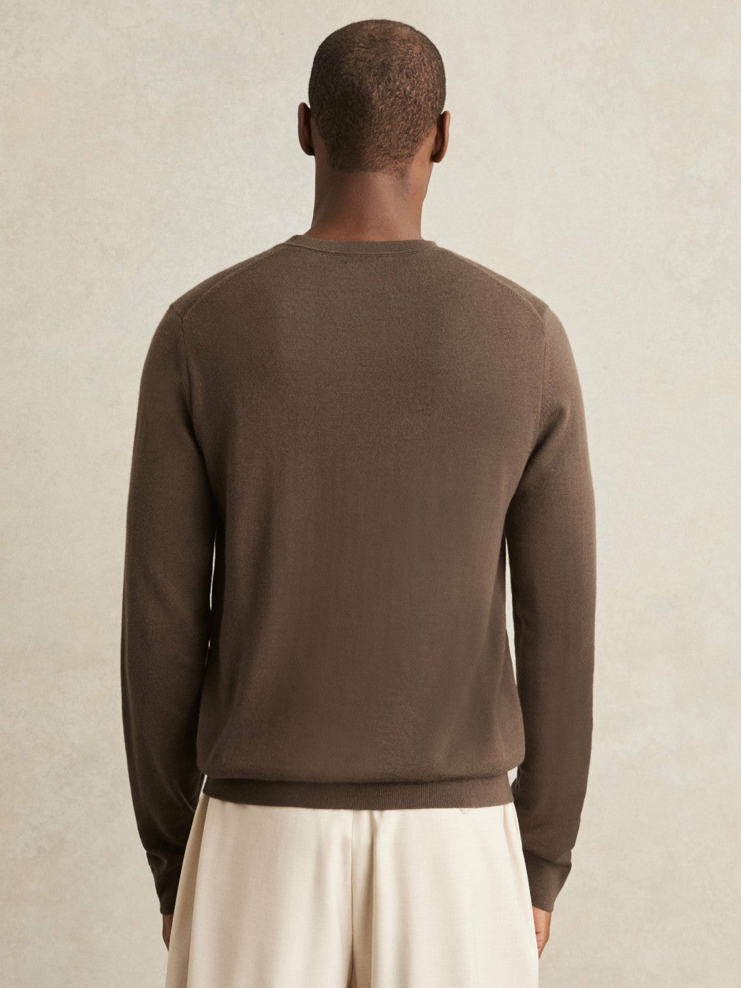 Merino-Wool Crew-Neck Jumper in Chocolate Brown | Reiss Men Best Seller