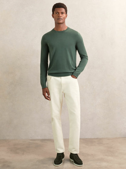 Merino-Wool Crew-Neck Jumper in Kale Green | Reiss Men Popular