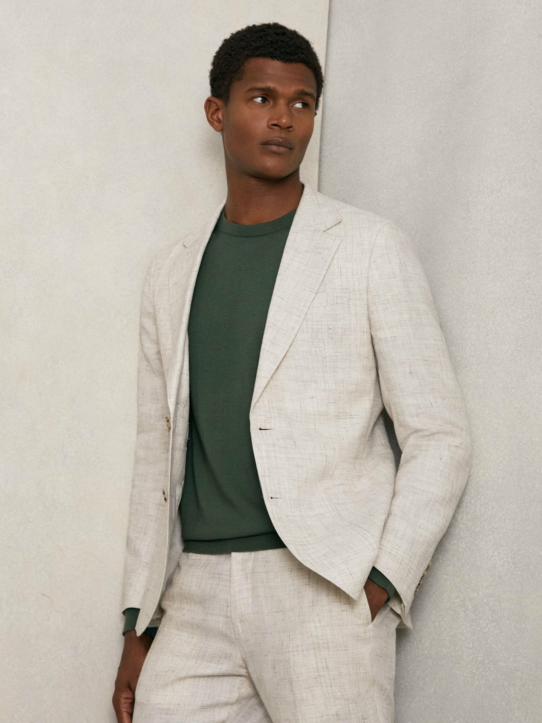 Merino-Wool Crew-Neck Jumper in Kale Green | Reiss Men Popular