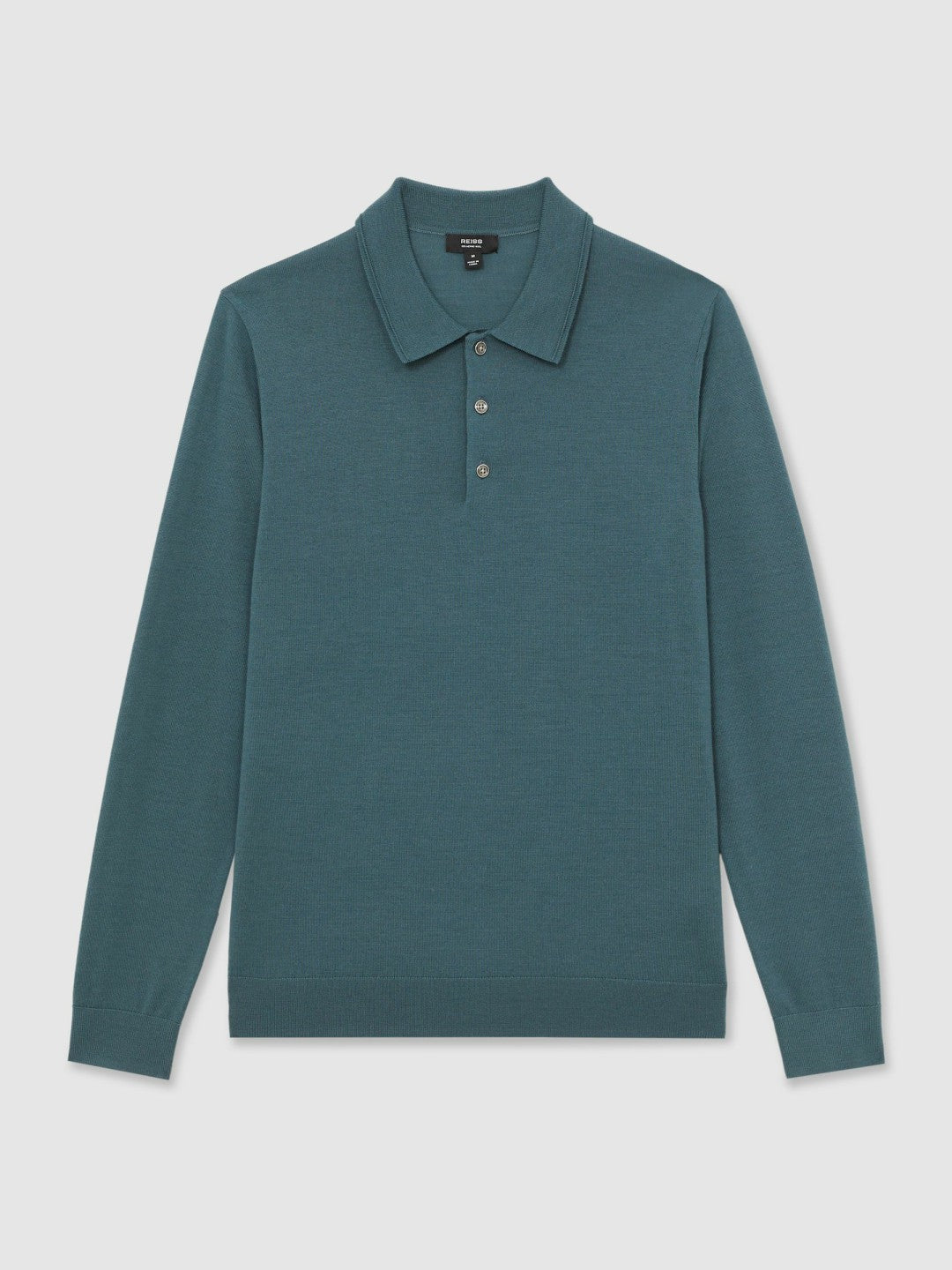 Merino Wool Long-Sleeve Polo Shirt in Orion Blue | Reiss Men Exclusive