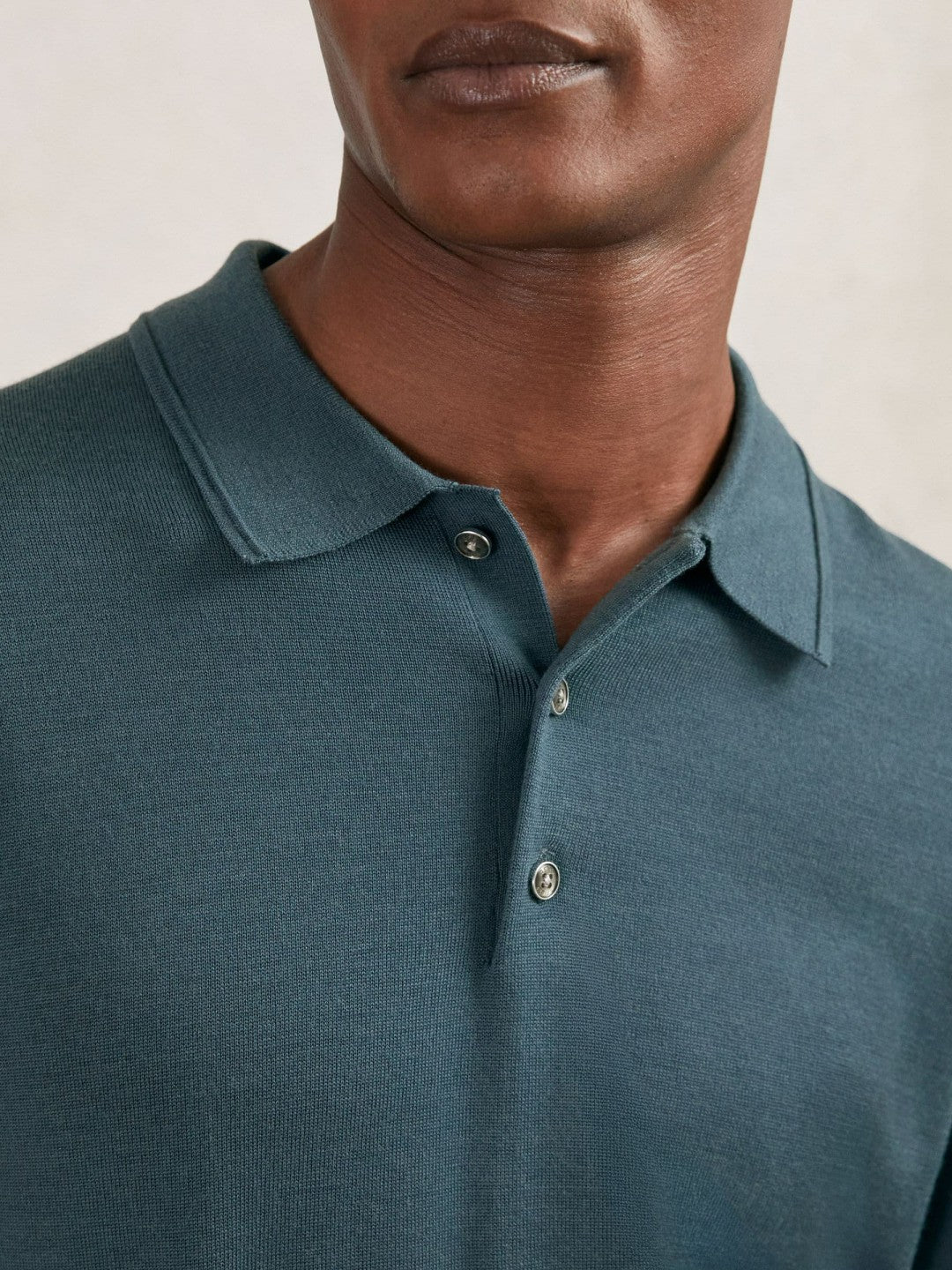 Merino Wool Long-Sleeve Polo Shirt in Orion Blue | Reiss Men Exclusive