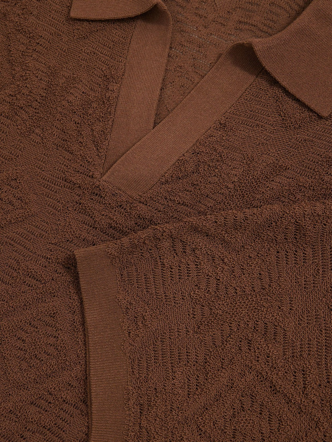Jacquard Loop-Stitch Polo Shirt in Tobacco | Reiss Men Featured