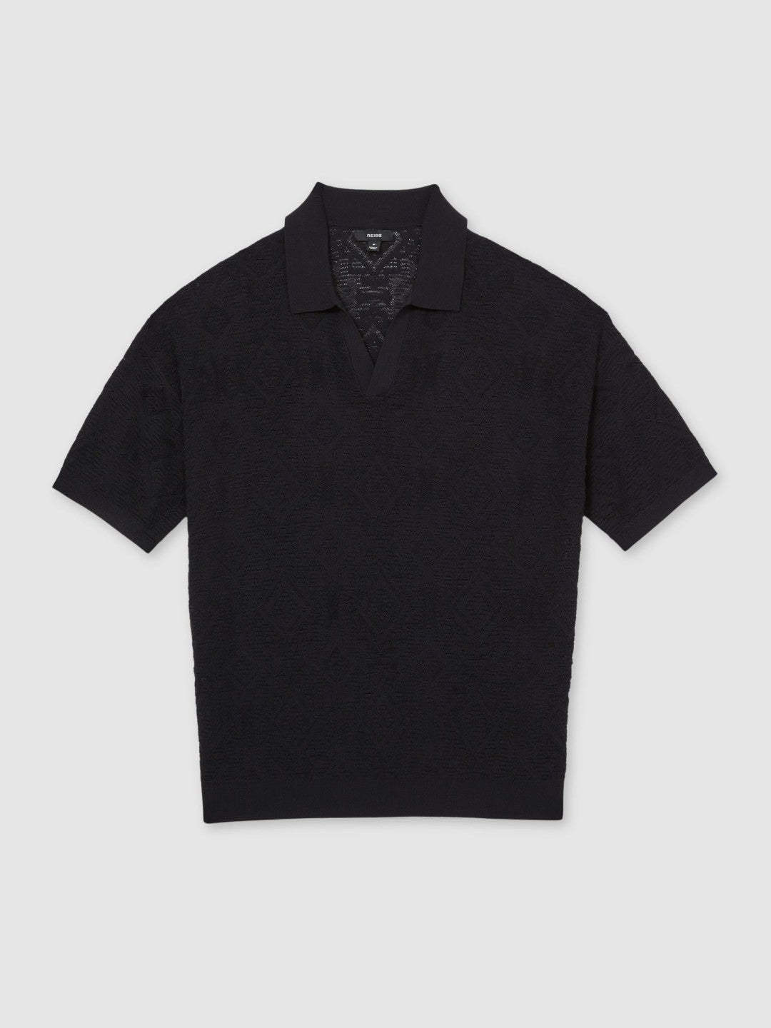 Jacquard Loop-Stitch Polo Shirt in Navy | Reiss Men Premium