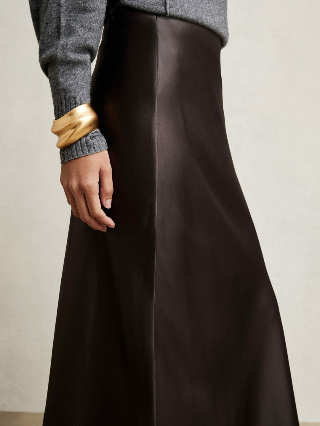 Silk Slip Maxi Skirt in Mauve | Reiss Women Exclusive