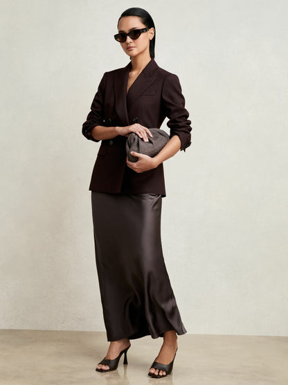 Silk Slip Maxi Skirt in Mauve | Reiss Women Exclusive