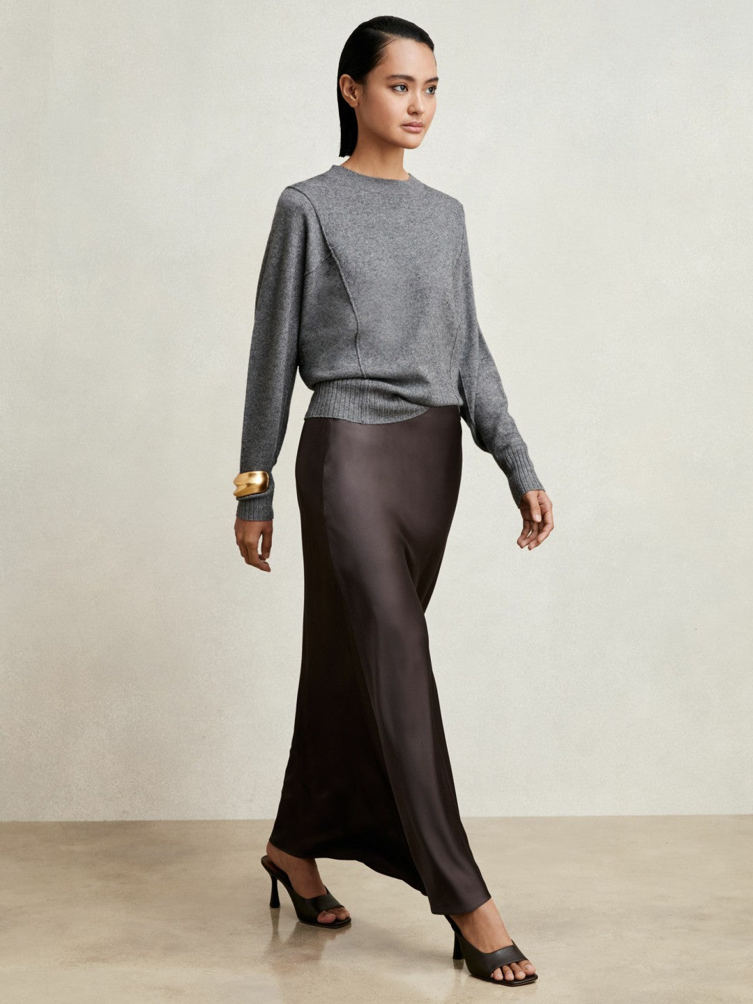 Silk Slip Maxi Skirt in Mauve | Reiss Women Exclusive