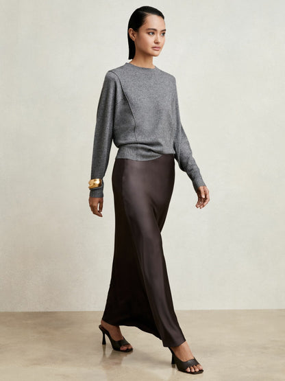 Silk Slip Maxi Skirt in Mauve | Reiss Women Exclusive