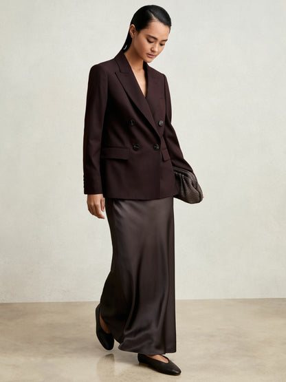 Silk Slip Maxi Skirt in Mauve | Reiss Women Exclusive